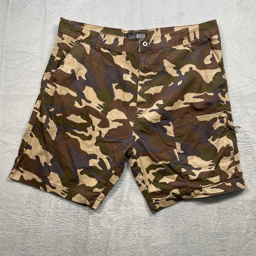 Canyon Guide Outfitters Camo Ripstop Cargo Shorts Mens 42 Cotton Utility Pockets
